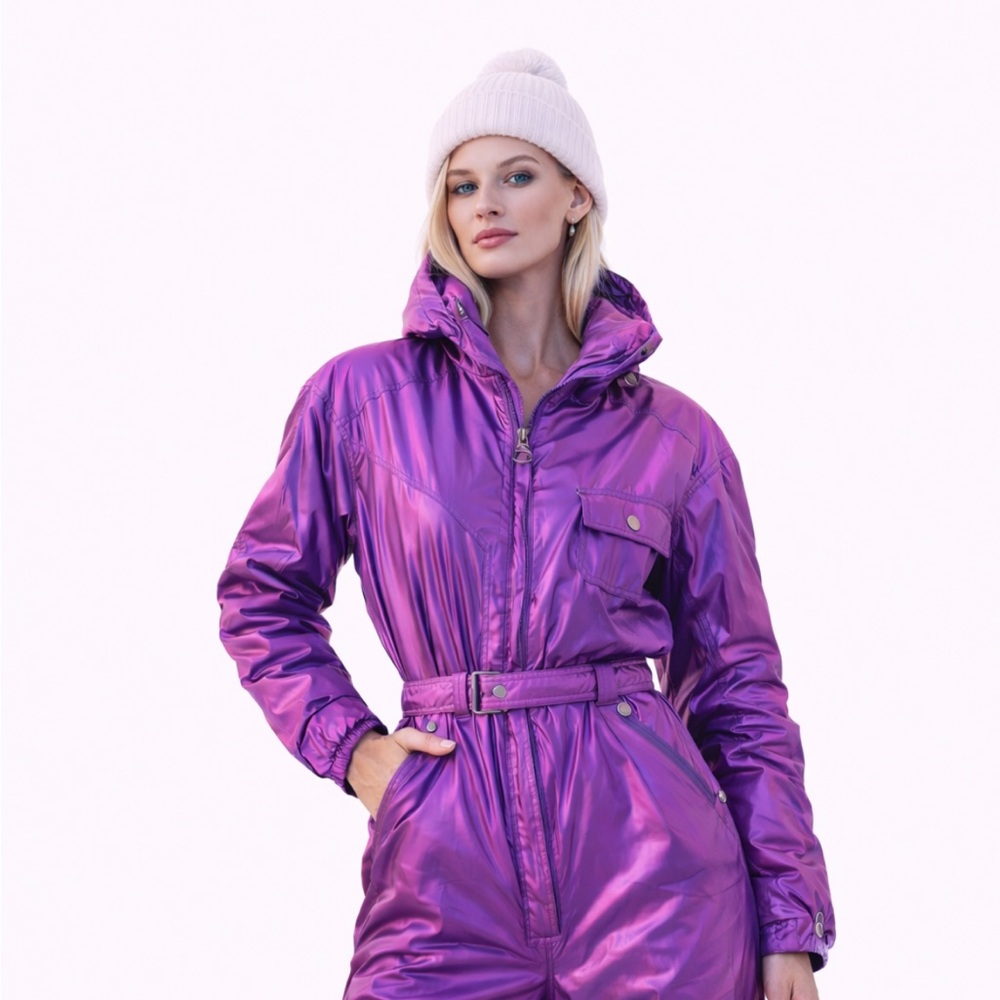 Iridescent ski suit Stylish Women's Purple Jacket onsie austrian luxury